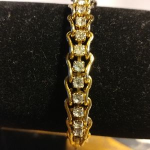 Bracelet, Horseshoe Links w Clear Crystals